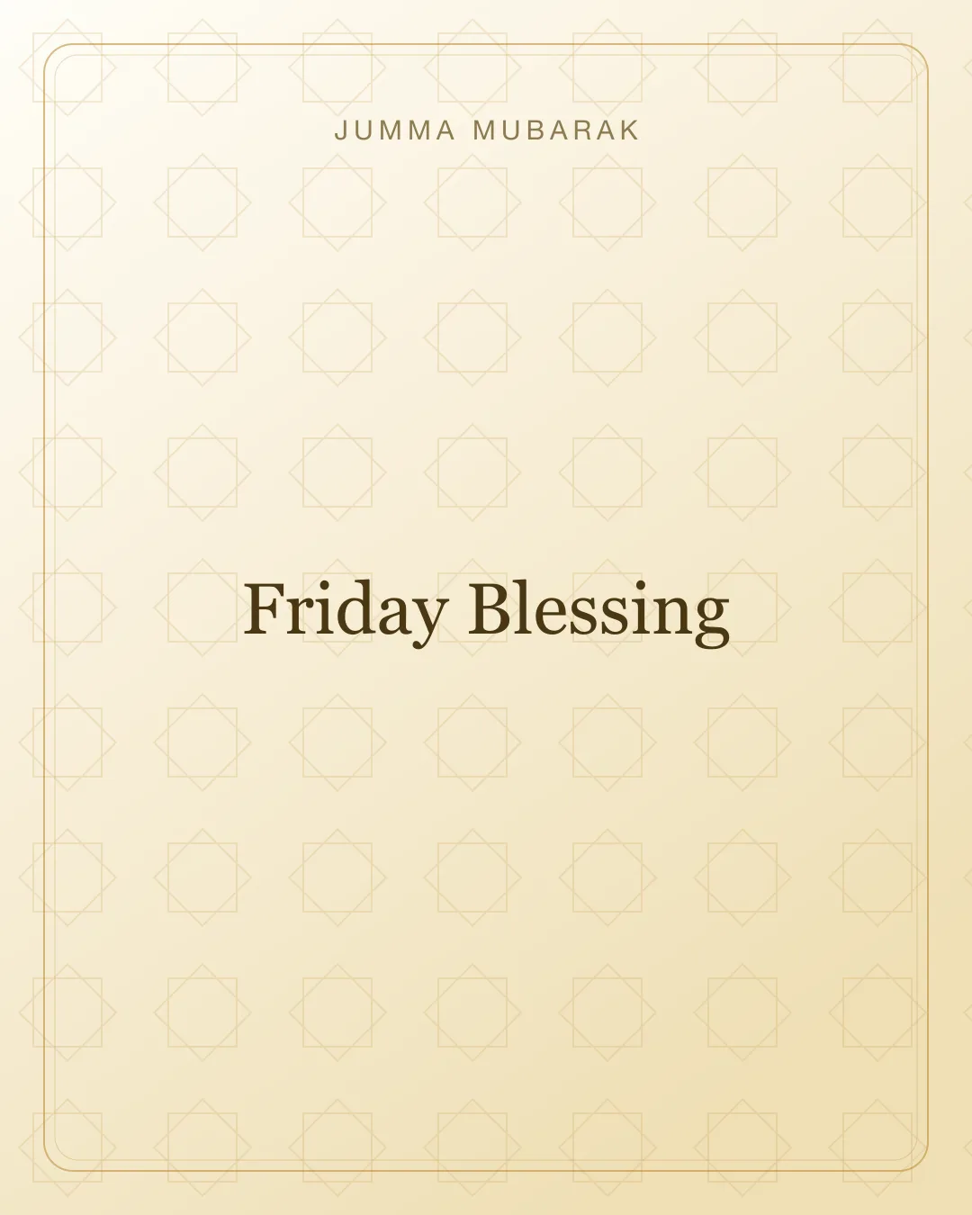 Minimal ivory Jumma Mubarak image saying Friday Blessing