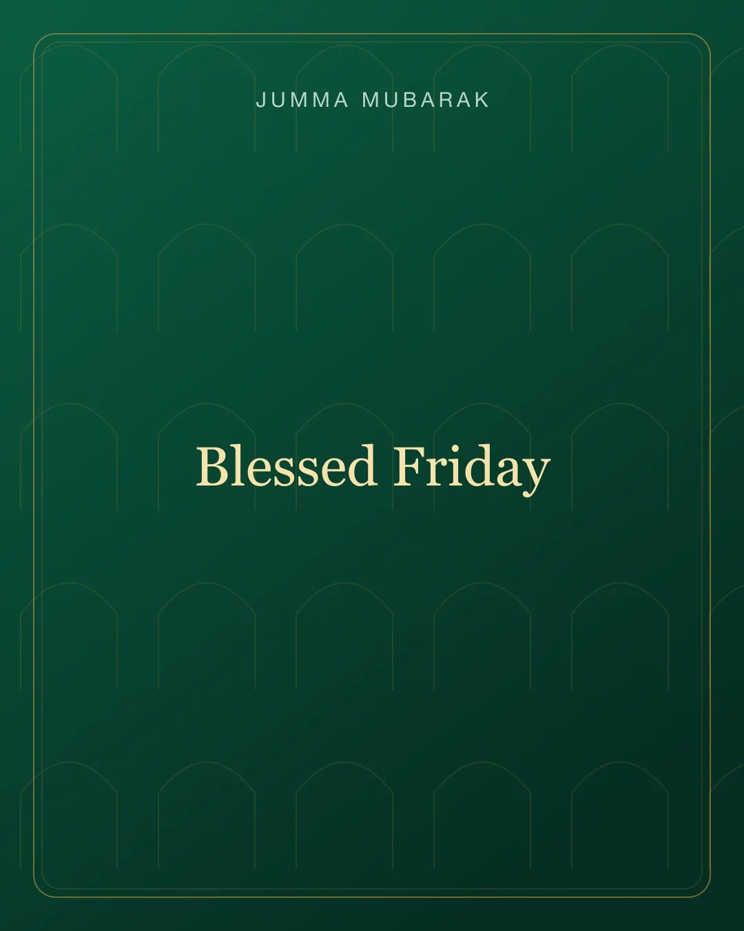 Original mosque Jumma Mubarak background card saying Blessed Friday.