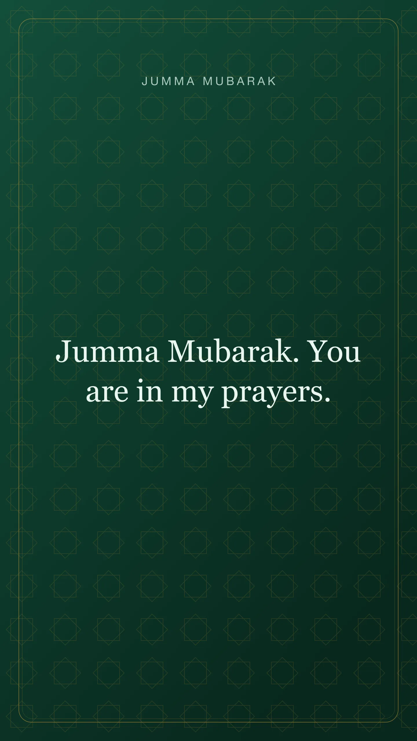 Forest green Jumma Mubarak wallpaper with a message of prayer