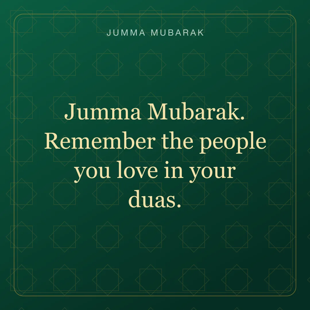 Green Jumma Mubarak profile image reminding to remember loved ones in dua