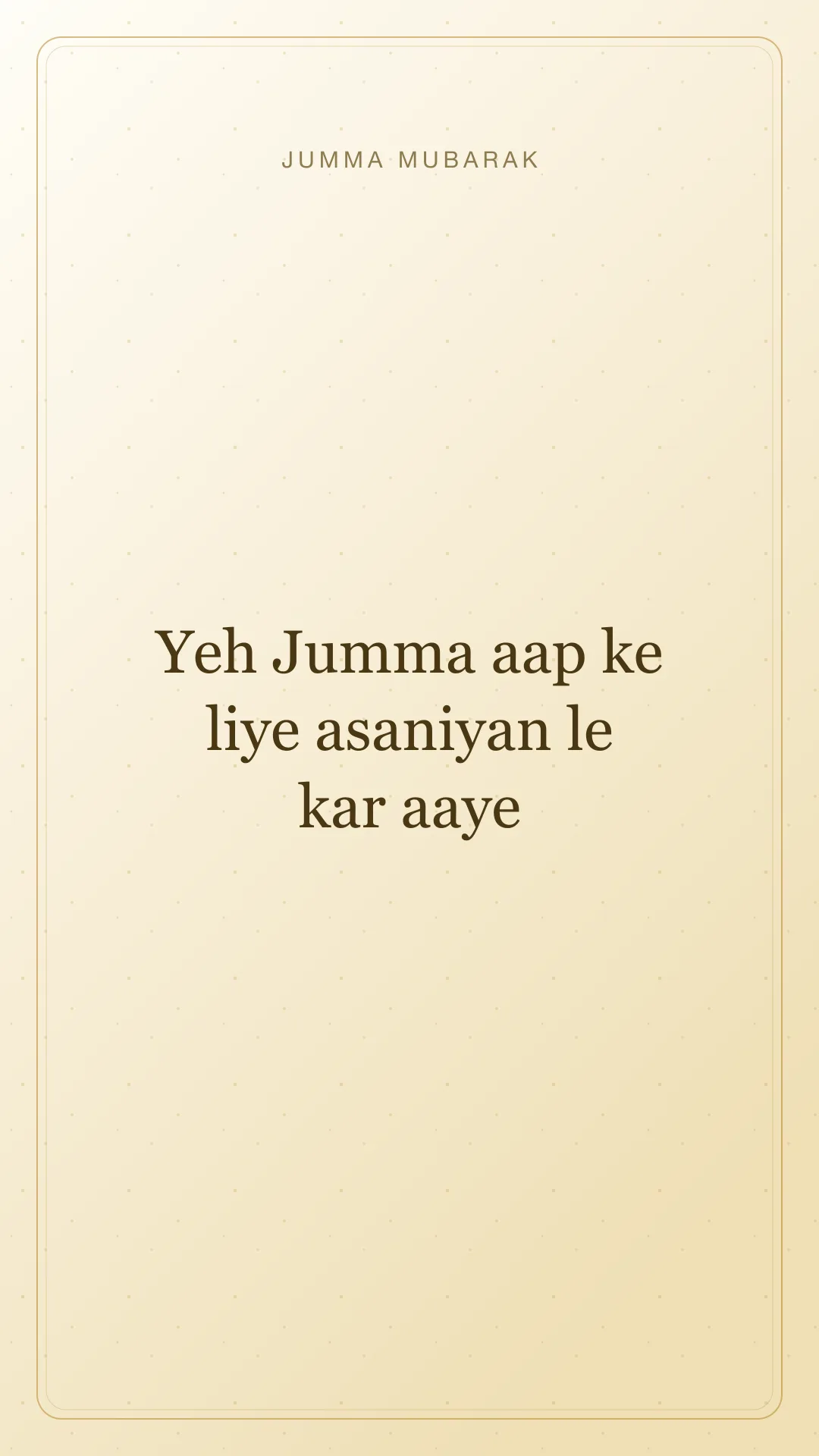 Original Roman Urdu Jumma Mubarak card about asaniyan.