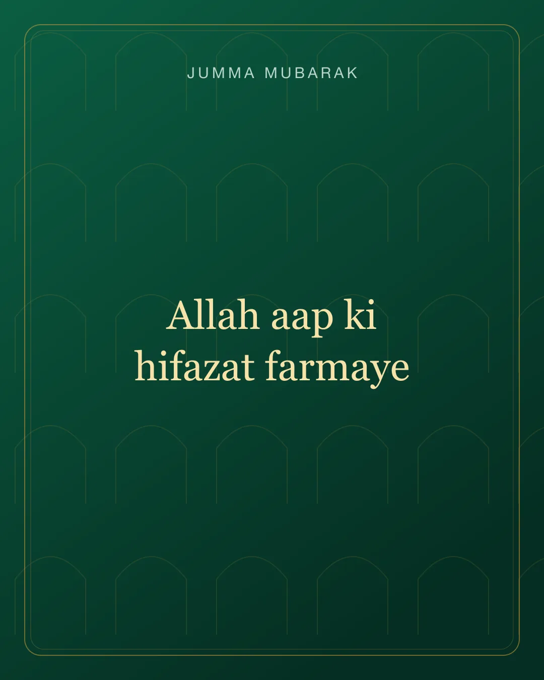 Original Roman Urdu Jumma Mubarak card about hifazat.