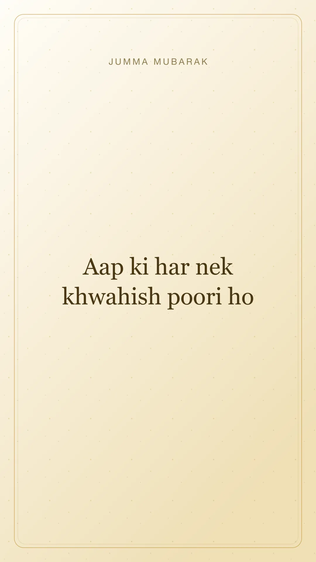 Original Roman Urdu Jumma Mubarak card about nik khwish.