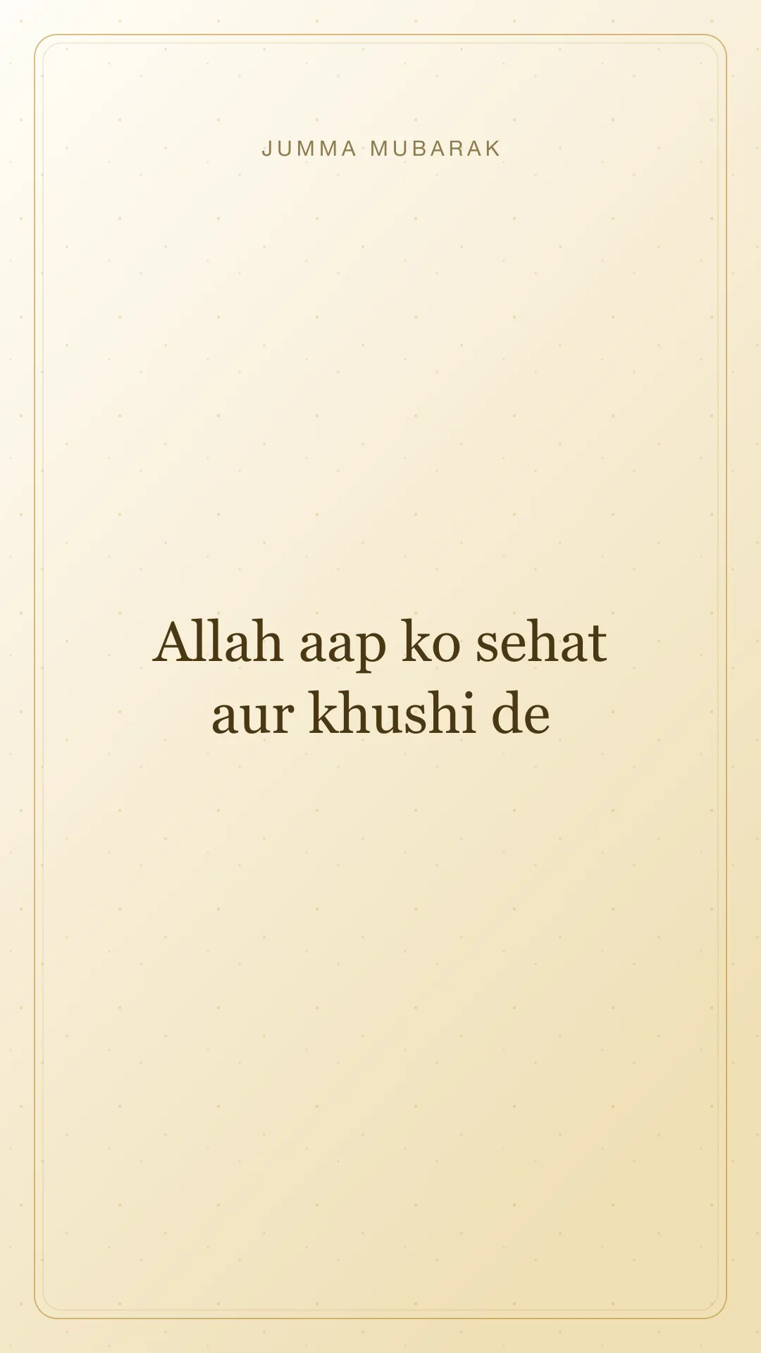 Original Roman Urdu Jumma Mubarak card about sehat khushi.