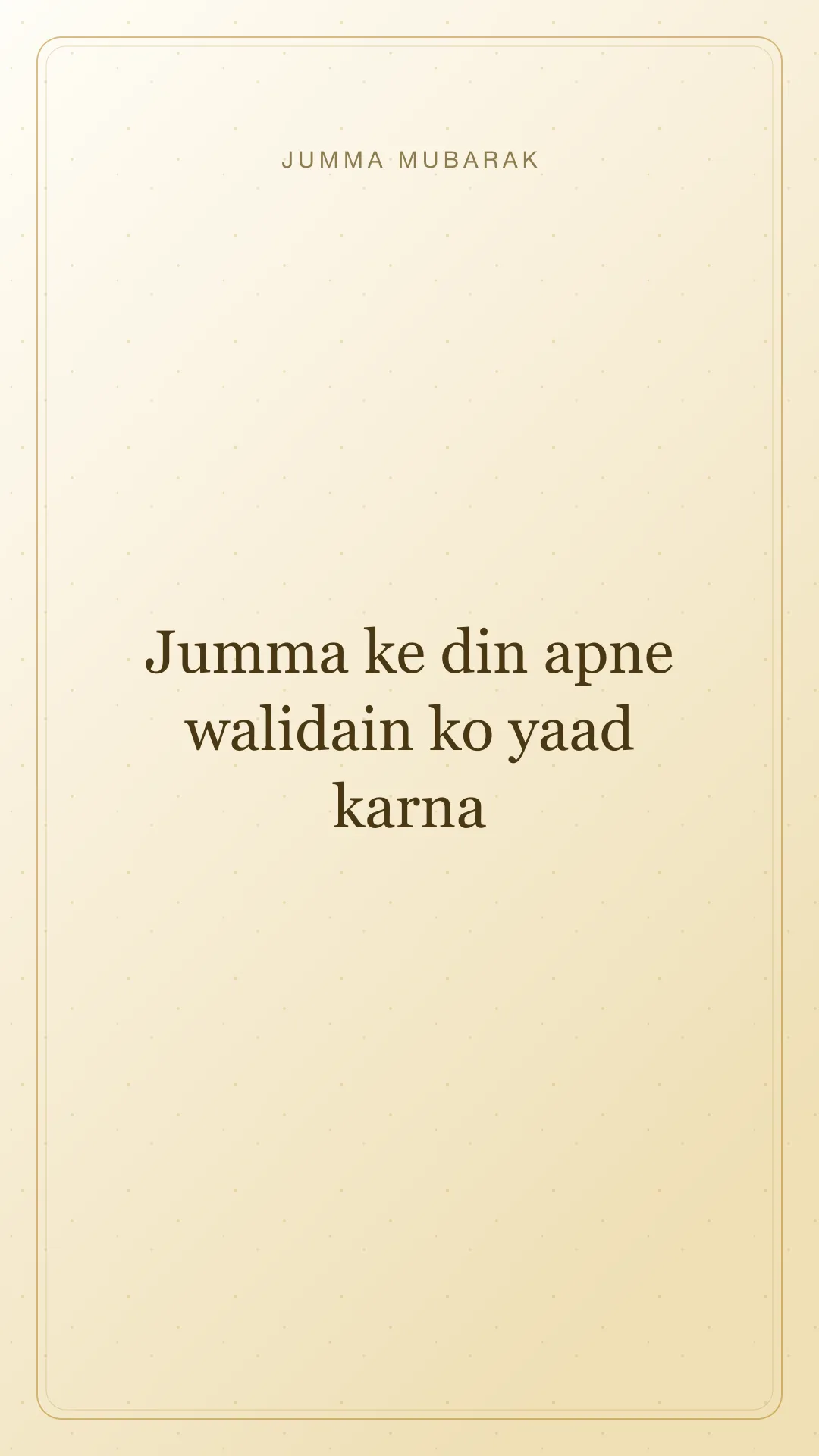 Original Roman Urdu Jumma Mubarak card about walidain yad.