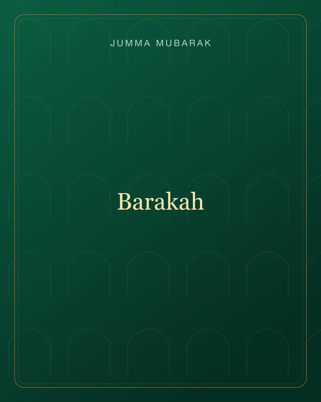Original mosque Jumma Mubarak background card saying Barakah.
