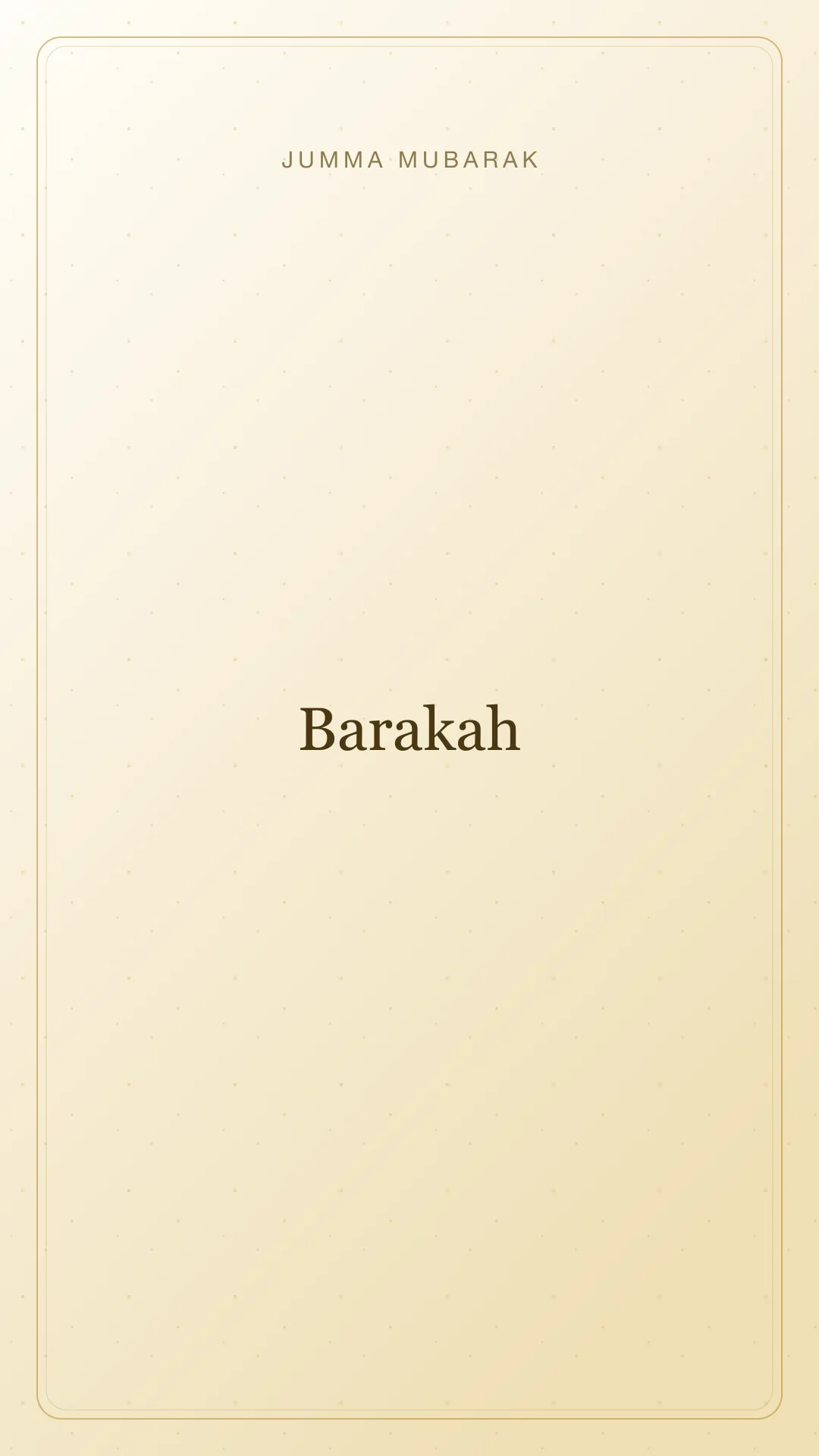 Original minimal Jumma Mubarak background card saying Barakah.