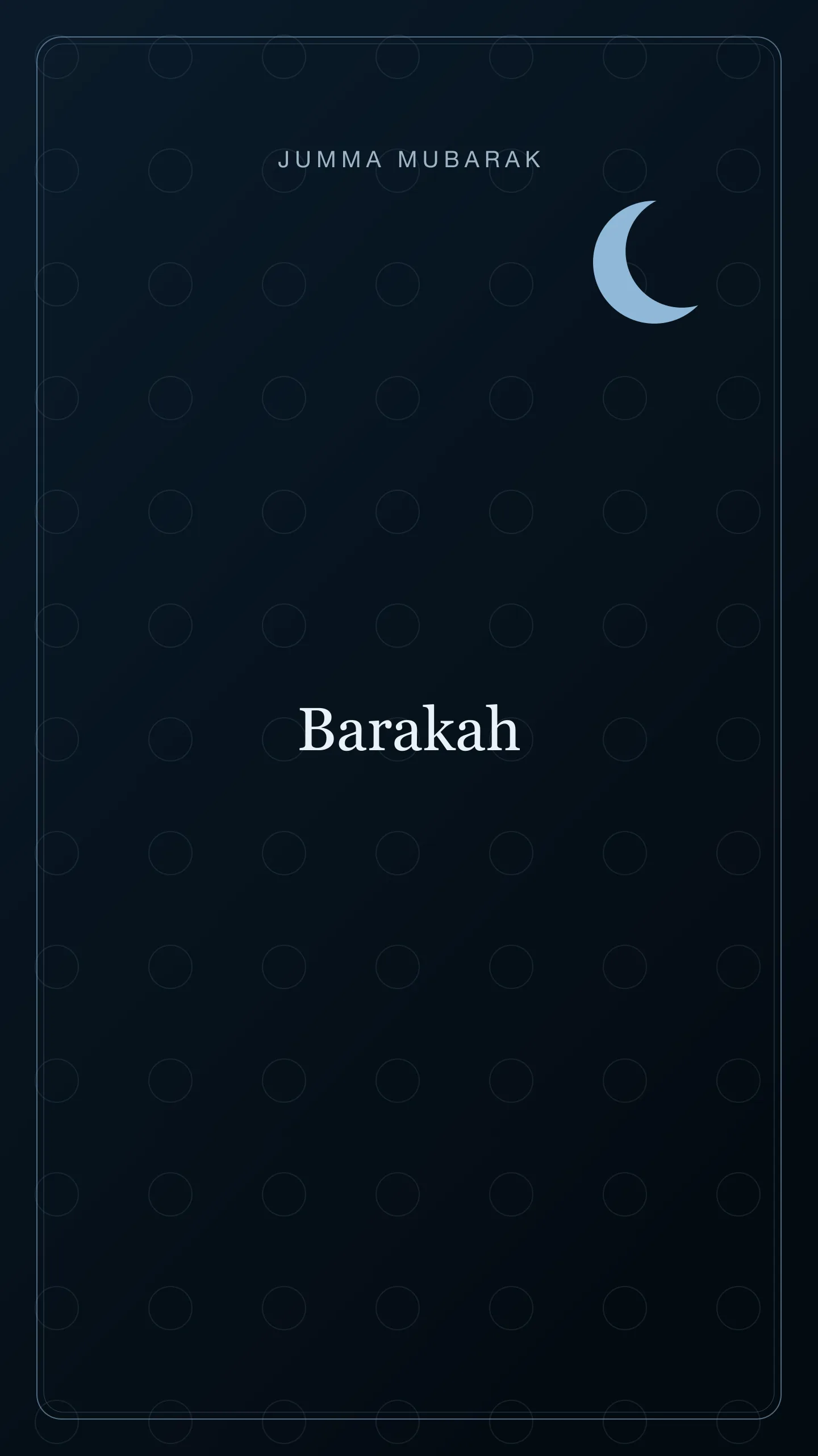 Original night Jumma Mubarak background card saying Barakah.