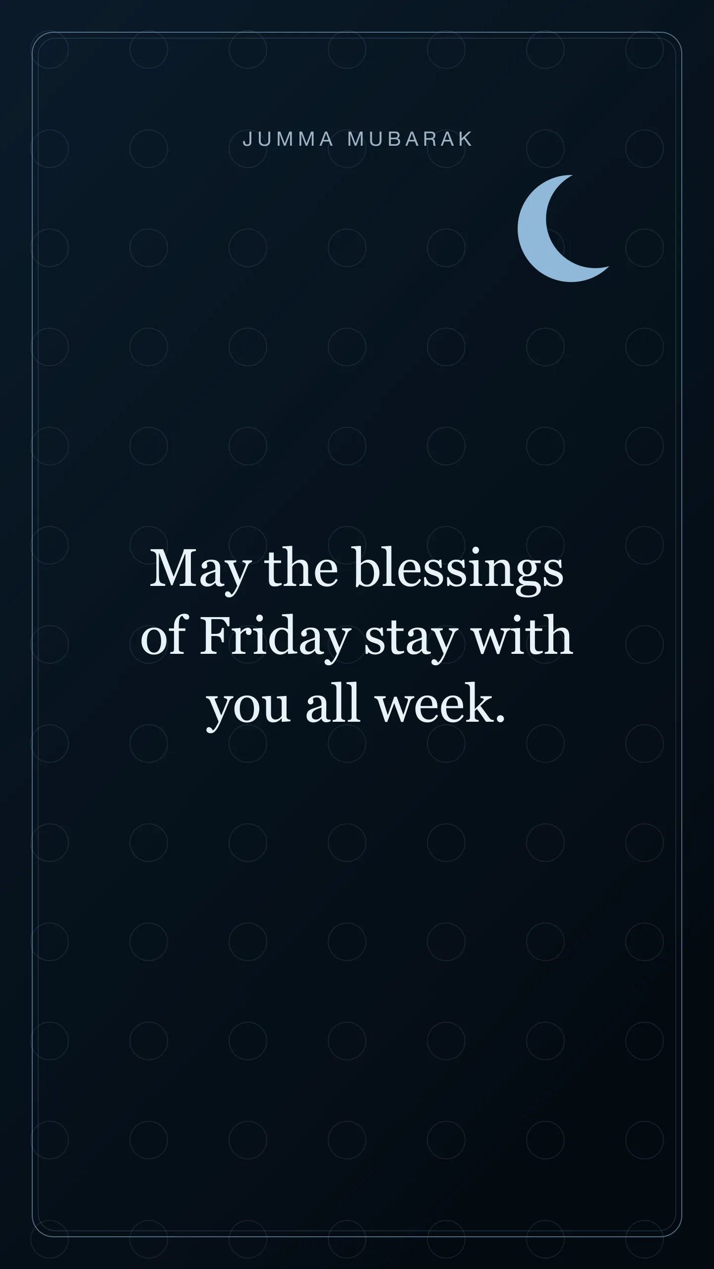 May the blessings of Friday stay with you all week. Original night Jumma Mubarak card in English.