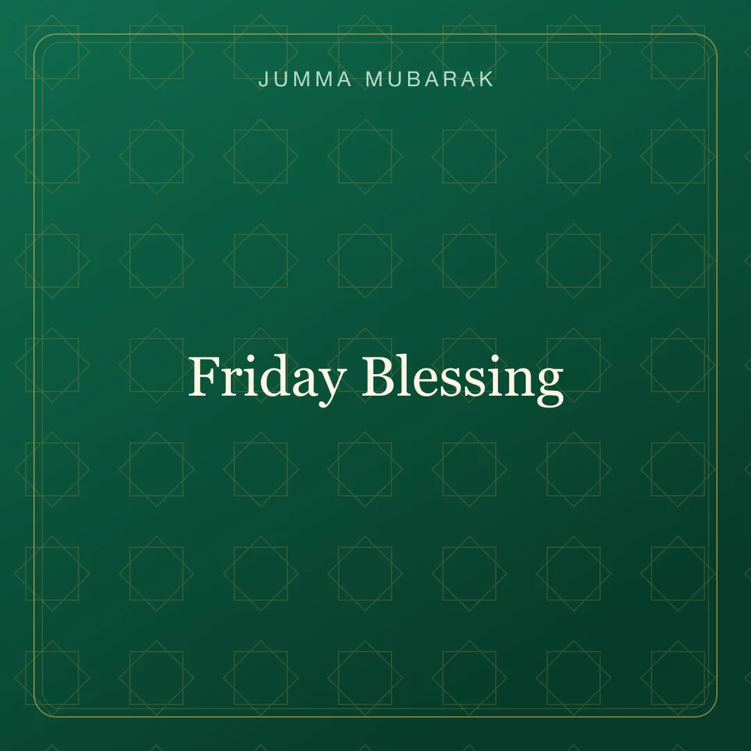 Original geometric Jumma Mubarak background card saying Friday Blessing.