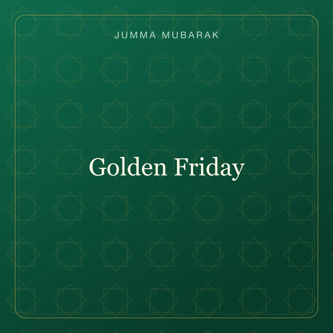 Original geometric Jumma Mubarak background card saying Golden Friday.