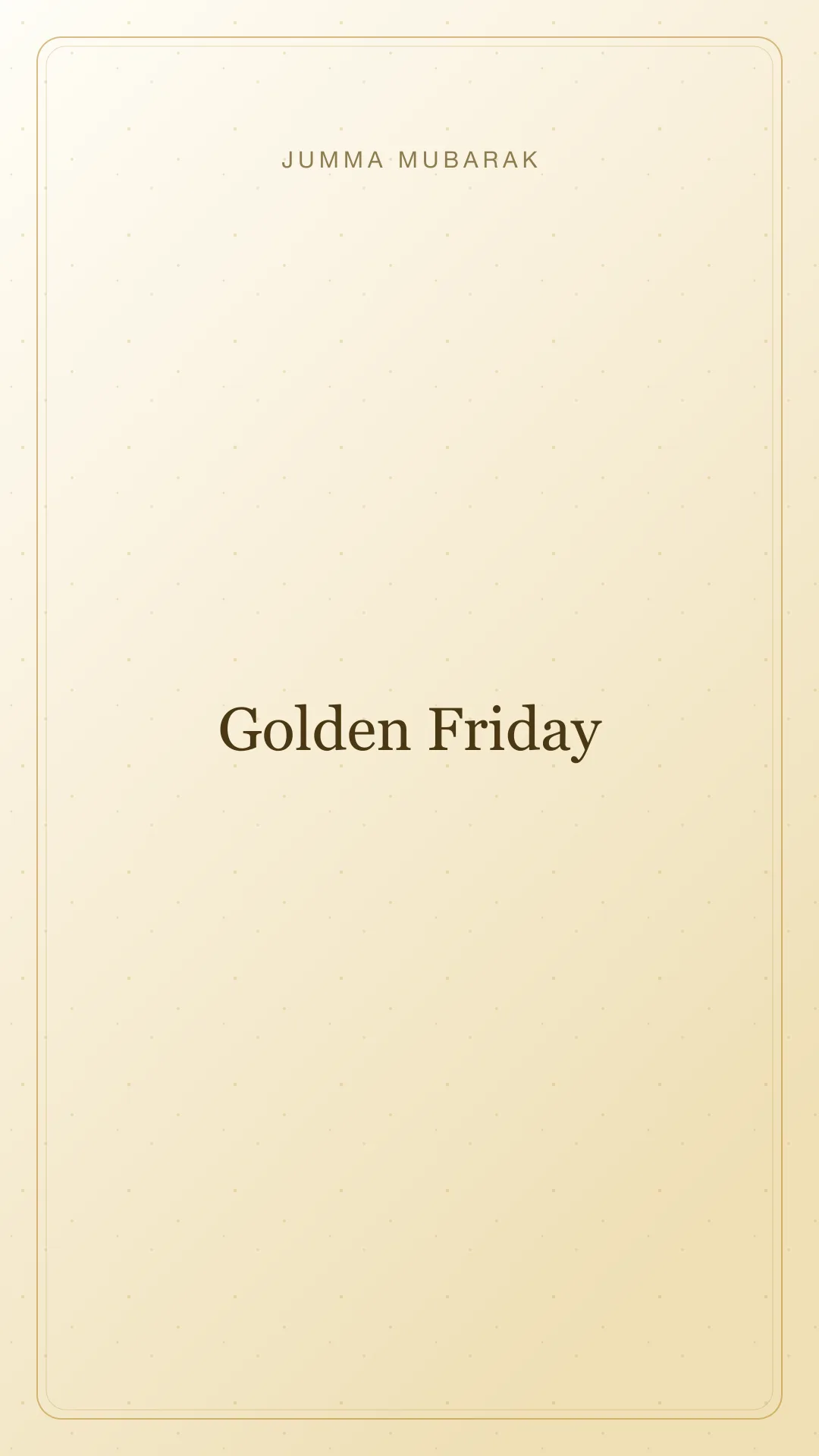 Original minimal Jumma Mubarak background card saying Golden Friday.