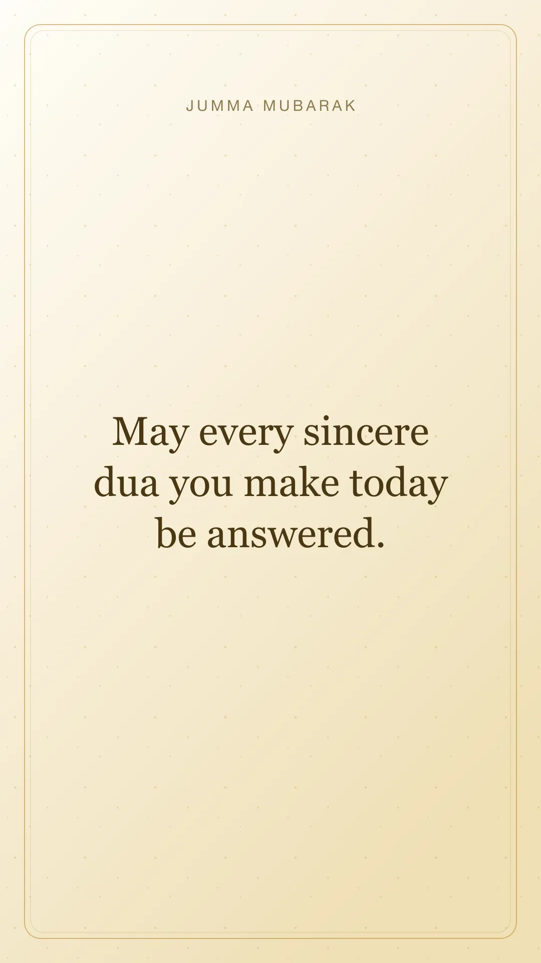 May every sincere dua you make today be answered. Original minimal Jumma Mubarak card in English.