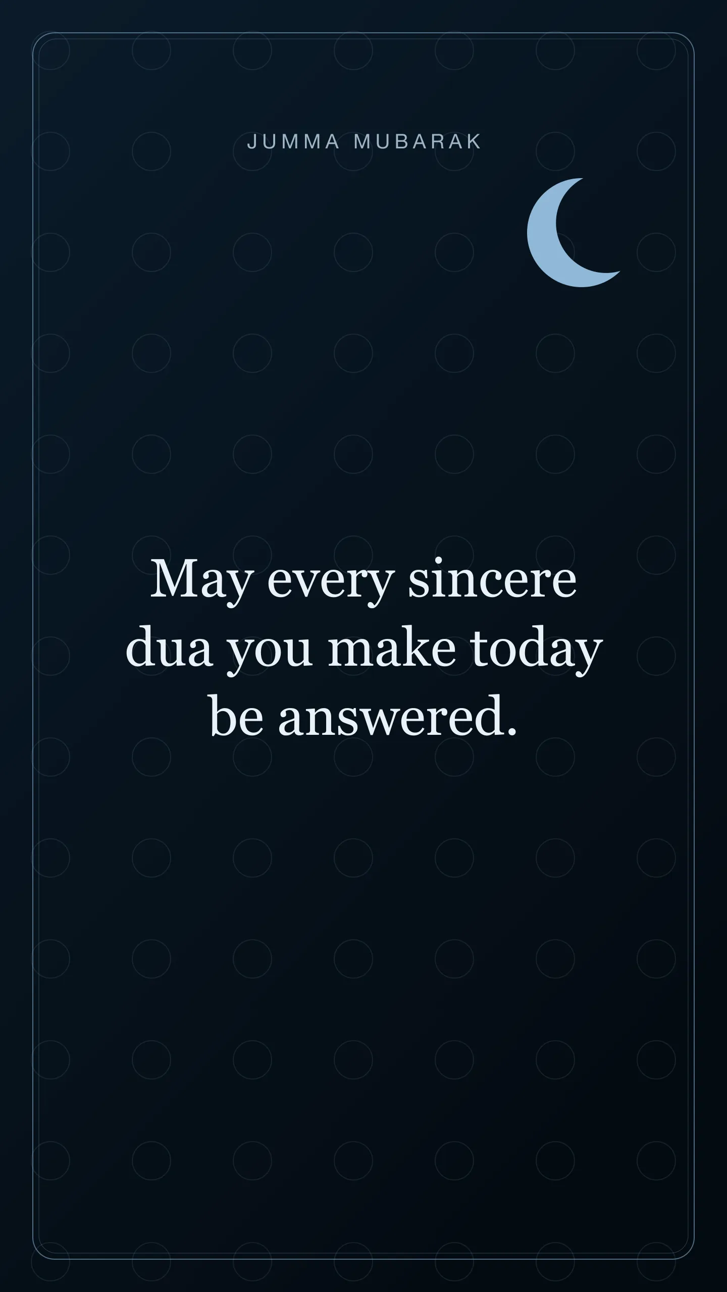 May every sincere dua you make today be answered. Original night Jumma Mubarak card in English.